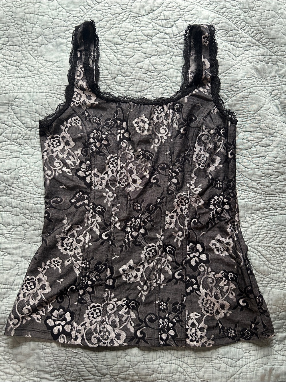 White House Black Market Black Lace Trim Camisole